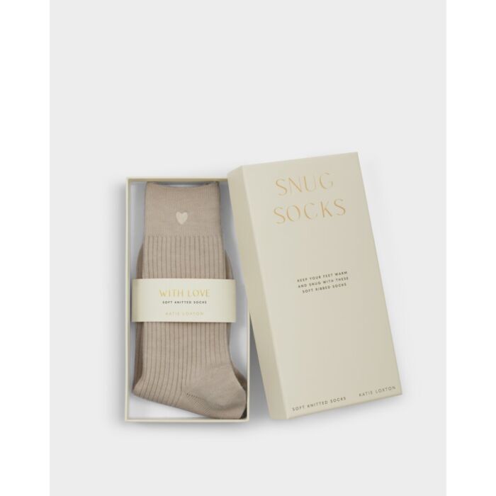 Katie Loxton Gift Boxed Heart Socks - Taupe